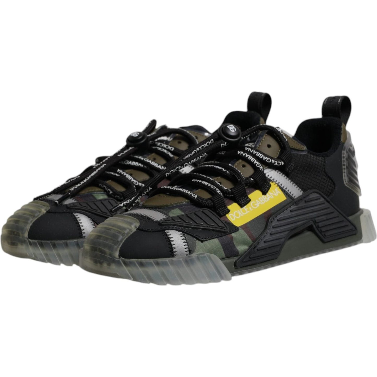 Dolce & Gabbana Black Green Camo NS1 Low Top Sneakers Shoes