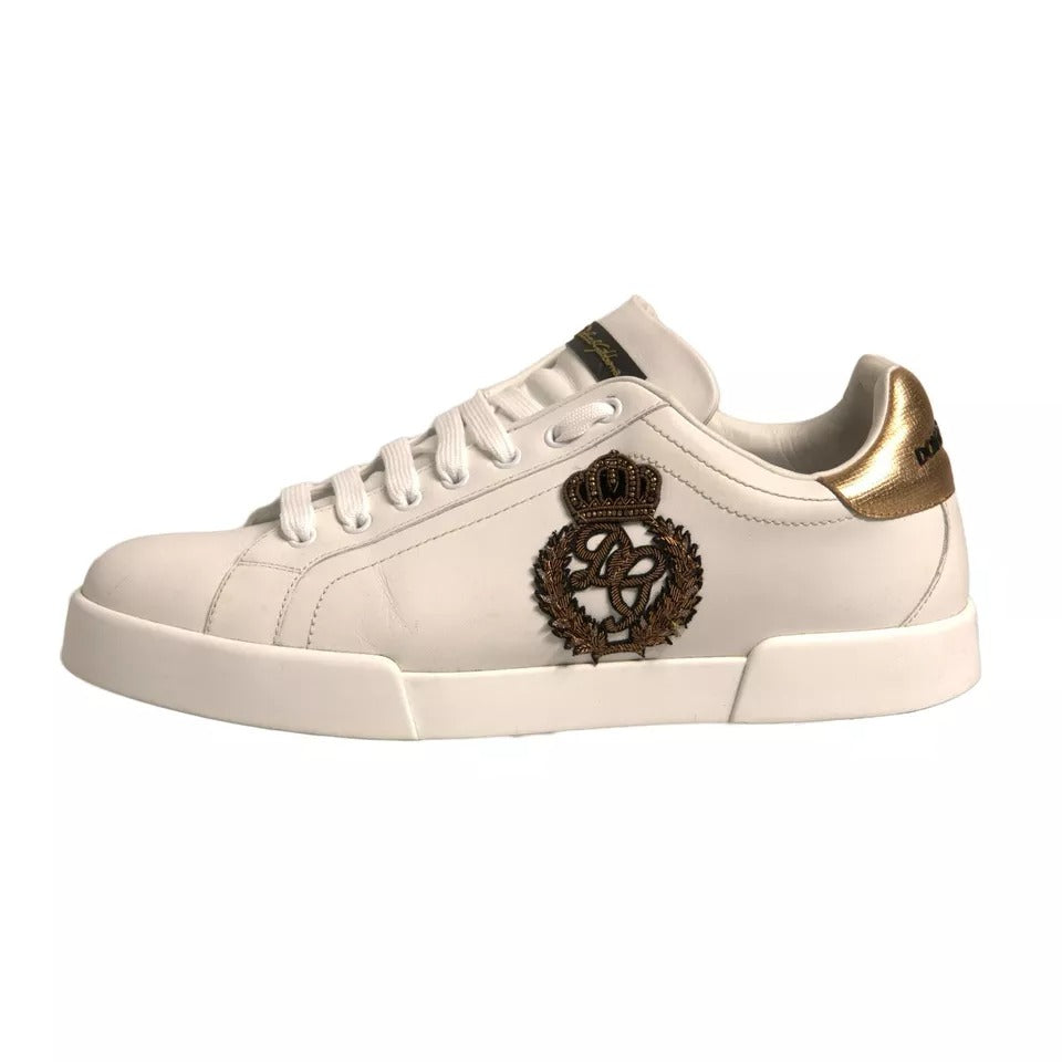 Dolce & Gabbana White Crown Patch Portofino Sneakers Shoes Dolce & Gabbana Light Gray