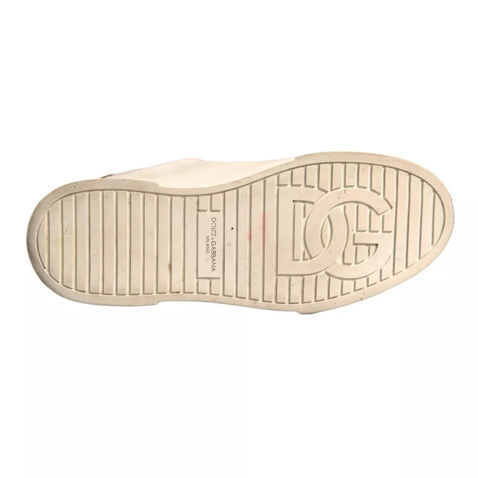 Dolce & Gabbana White Crown Patch Portofino Sneakers Shoes Dolce & Gabbana Wheat