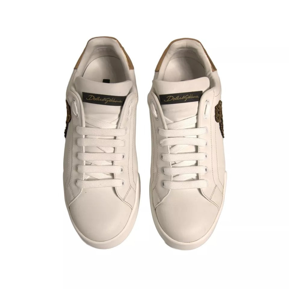 Dolce & Gabbana White Crown Patch Portofino Sneakers Shoes Dolce & Gabbana Light Gray