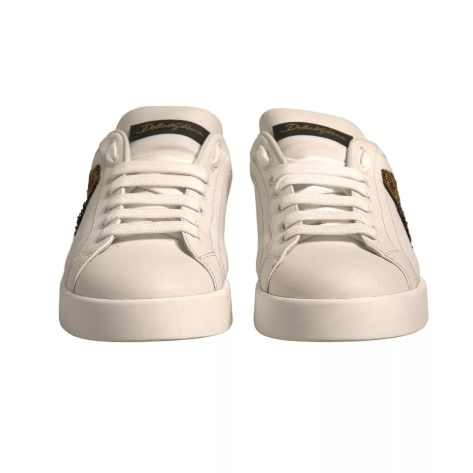 Dolce & Gabbana White Crown Patch Portofino Sneakers Shoes Dolce & Gabbana Light Gray