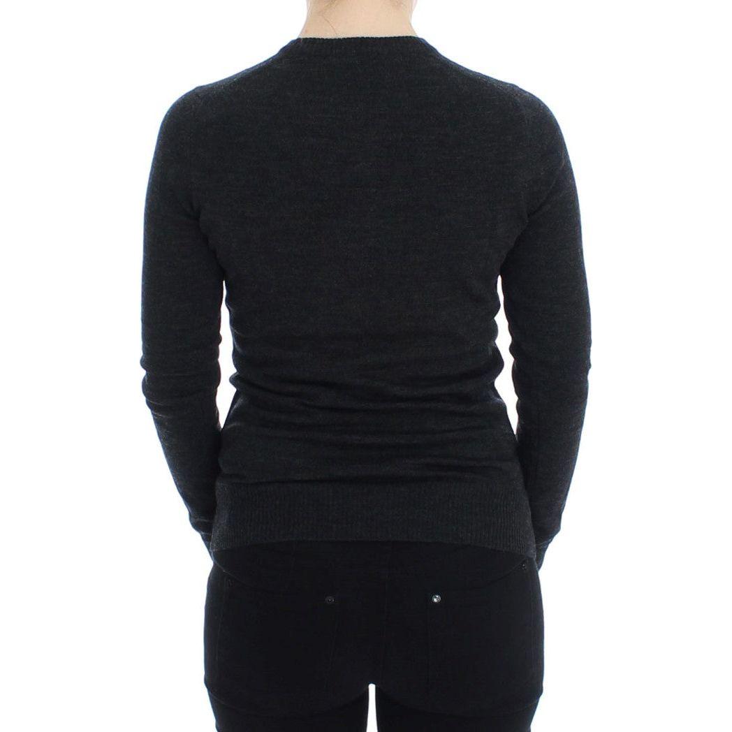 Dolce & Gabbana Elegant Gray Wool Cardigan Sweater Dolce & Gabbana Black