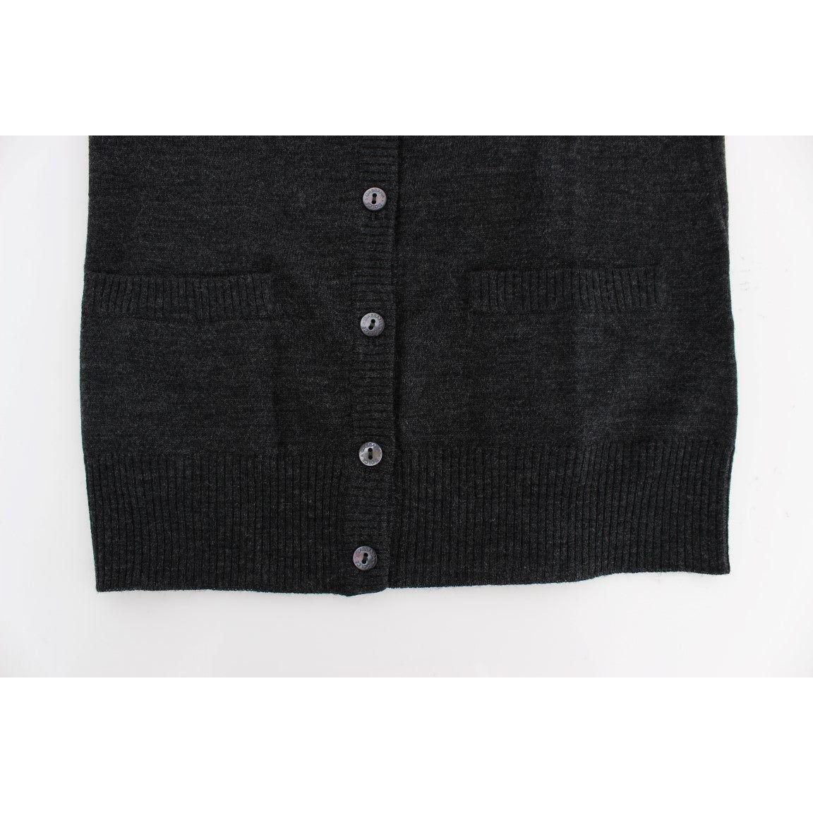 Dolce & Gabbana Elegant Gray Wool Cardigan Sweater Dolce & Gabbana Black