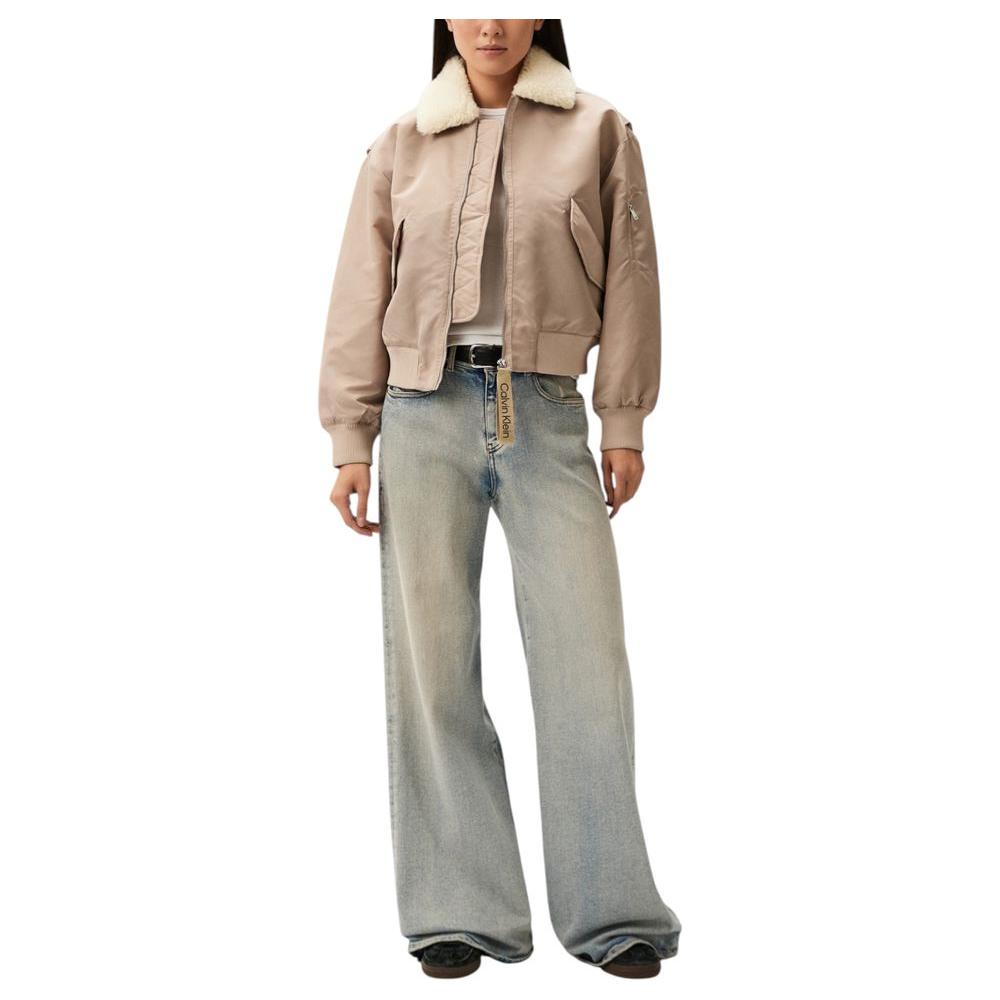 Calvin Klein Jeans Beige Polyester Jackets & Coat Calvin Klein Jeans Rosy Brown