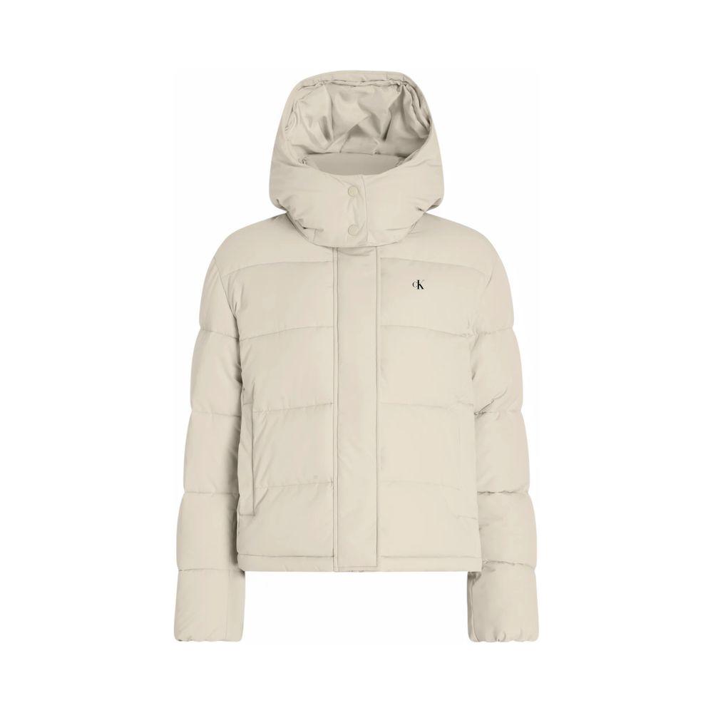 Calvin Klein Jeans Beige Recycled Polyester Jackets & Coat Calvin Klein Jeans Light Gray