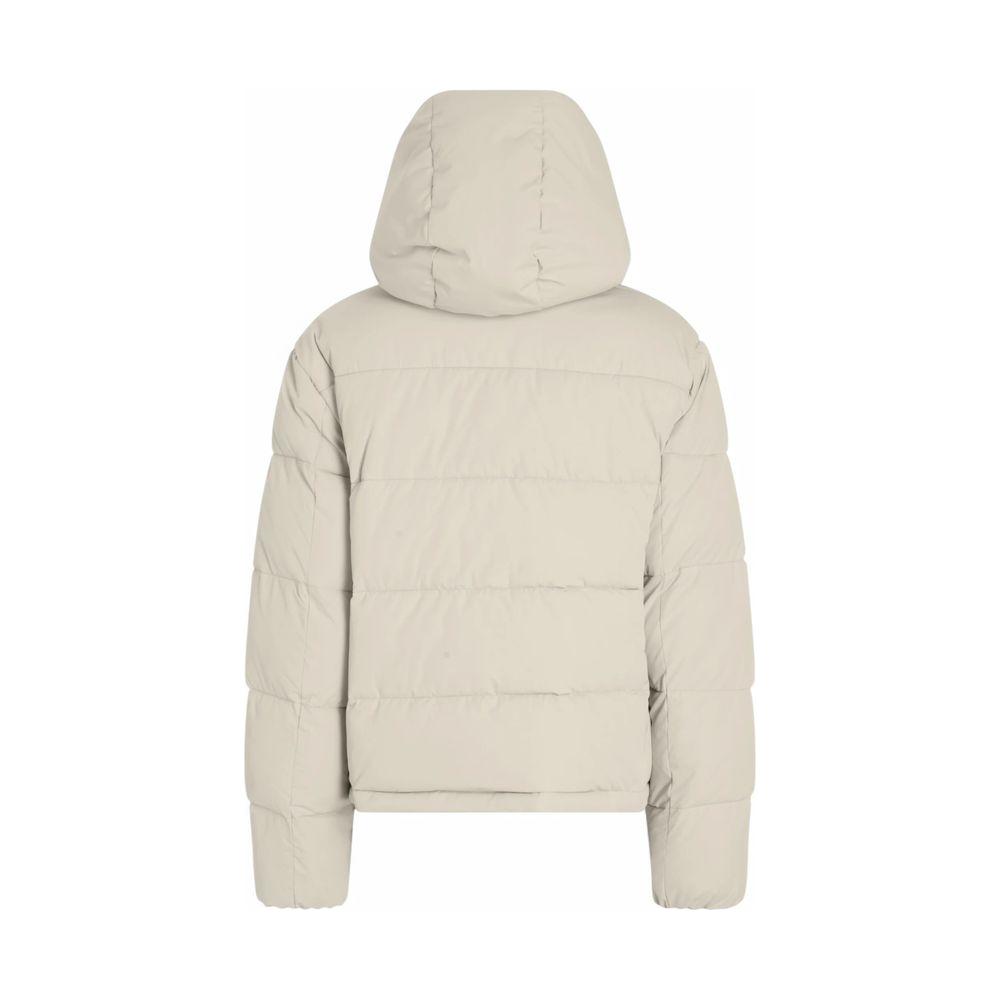 Calvin Klein Jeans Beige Recycled Polyester Jackets & Coat Calvin Klein Jeans Light Gray