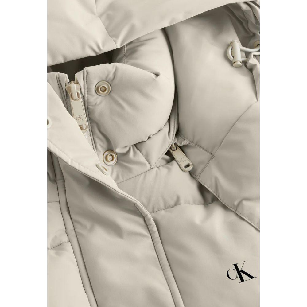 Calvin Klein Jeans Beige Recycled Polyester Jackets & Coat Calvin Klein Jeans Gray