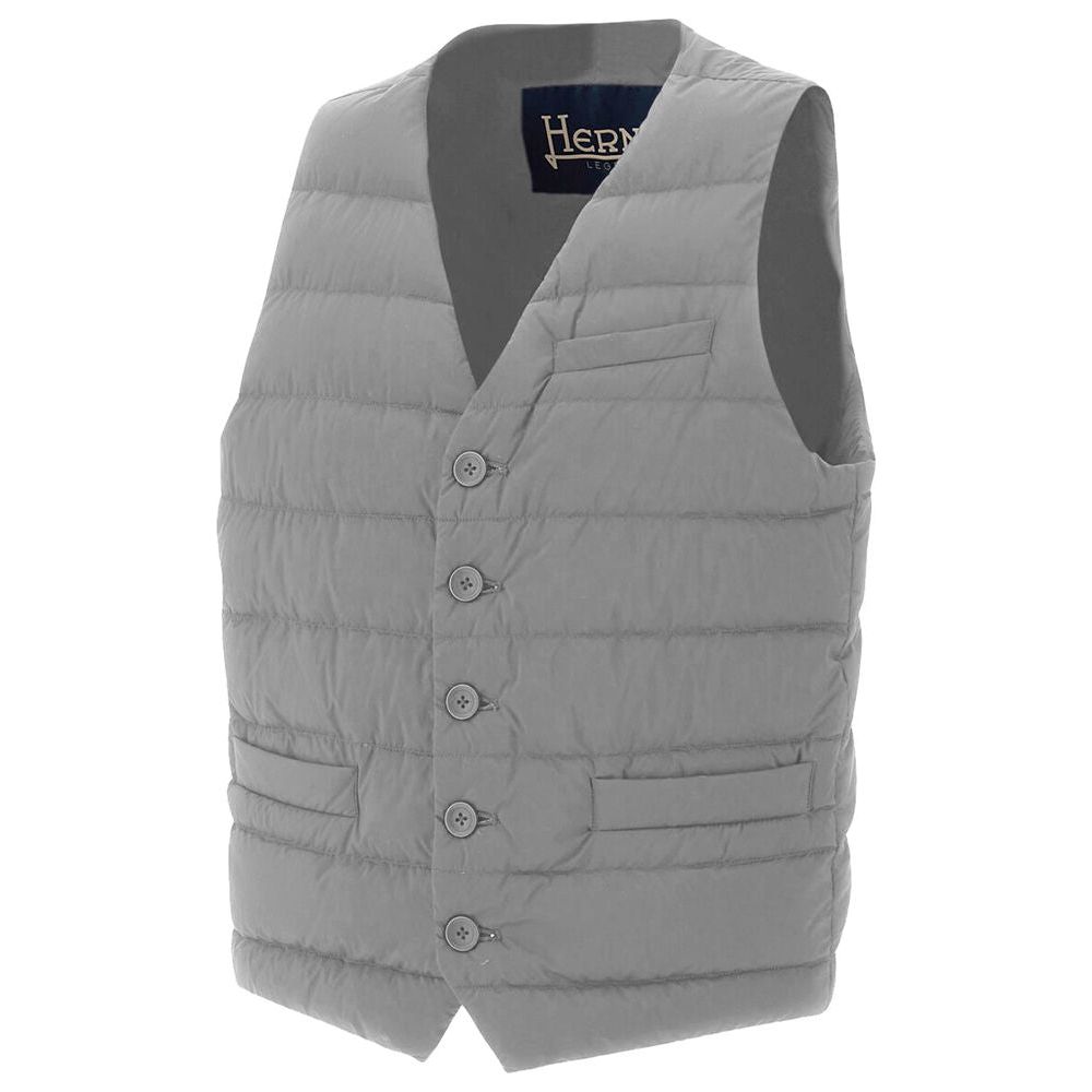 Herno Gray Nylon Vest Herno Light Slate Gray