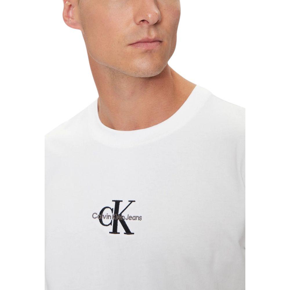 Calvin Klein Jeans White Recycled Cotton T-Shirt Calvin Klein Jeans Light Gray