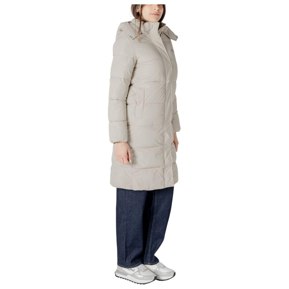Calvin Klein Jeans Beige Polyester Jackets & Coat Calvin Klein Jeans Gray