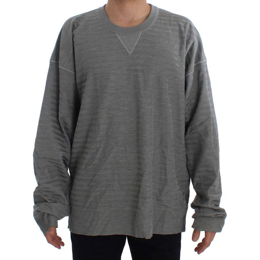 Dolce & Gabbana Elegant Gray Silk Crewneck Pullover Sweater Dolce & Gabbana Dark Slate Gray