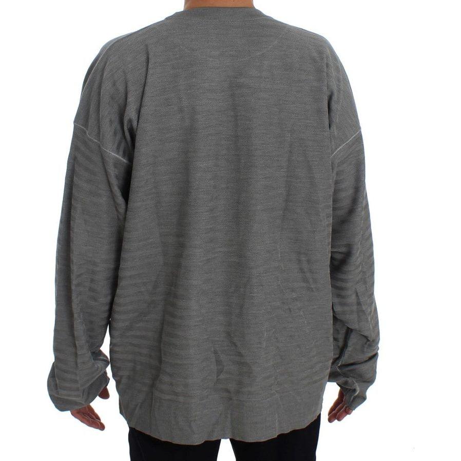 Dolce & Gabbana Elegant Gray Silk Crewneck Pullover Sweater Dolce & Gabbana Dim Gray