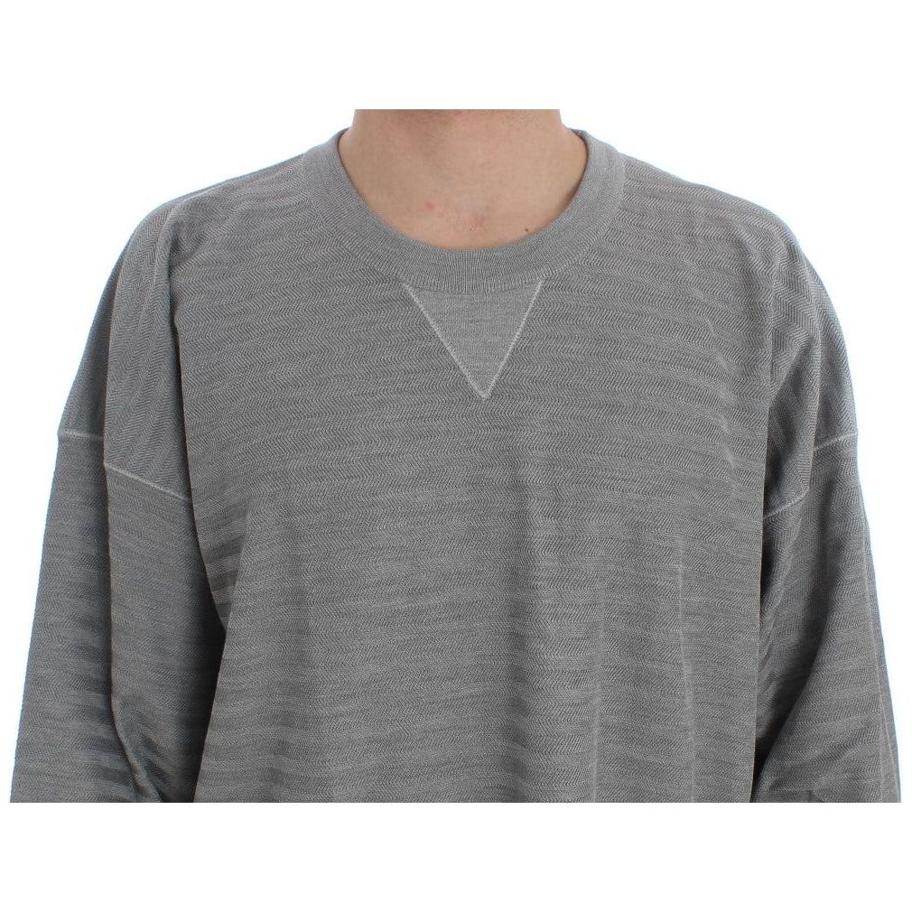 Dolce & Gabbana Elegant Gray Silk Crewneck Pullover Sweater Dolce & Gabbana Slate Gray