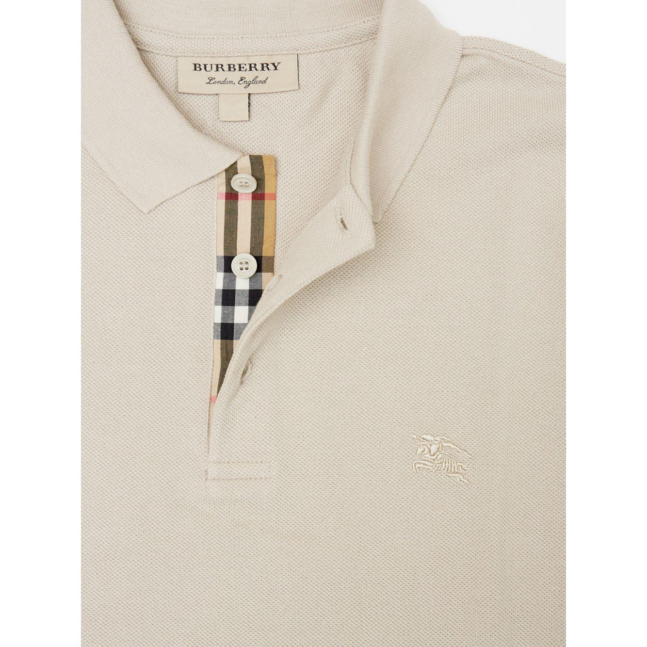 Burberry Pale Stone Cotton Collared Polo Shirt Burberry Light Gray