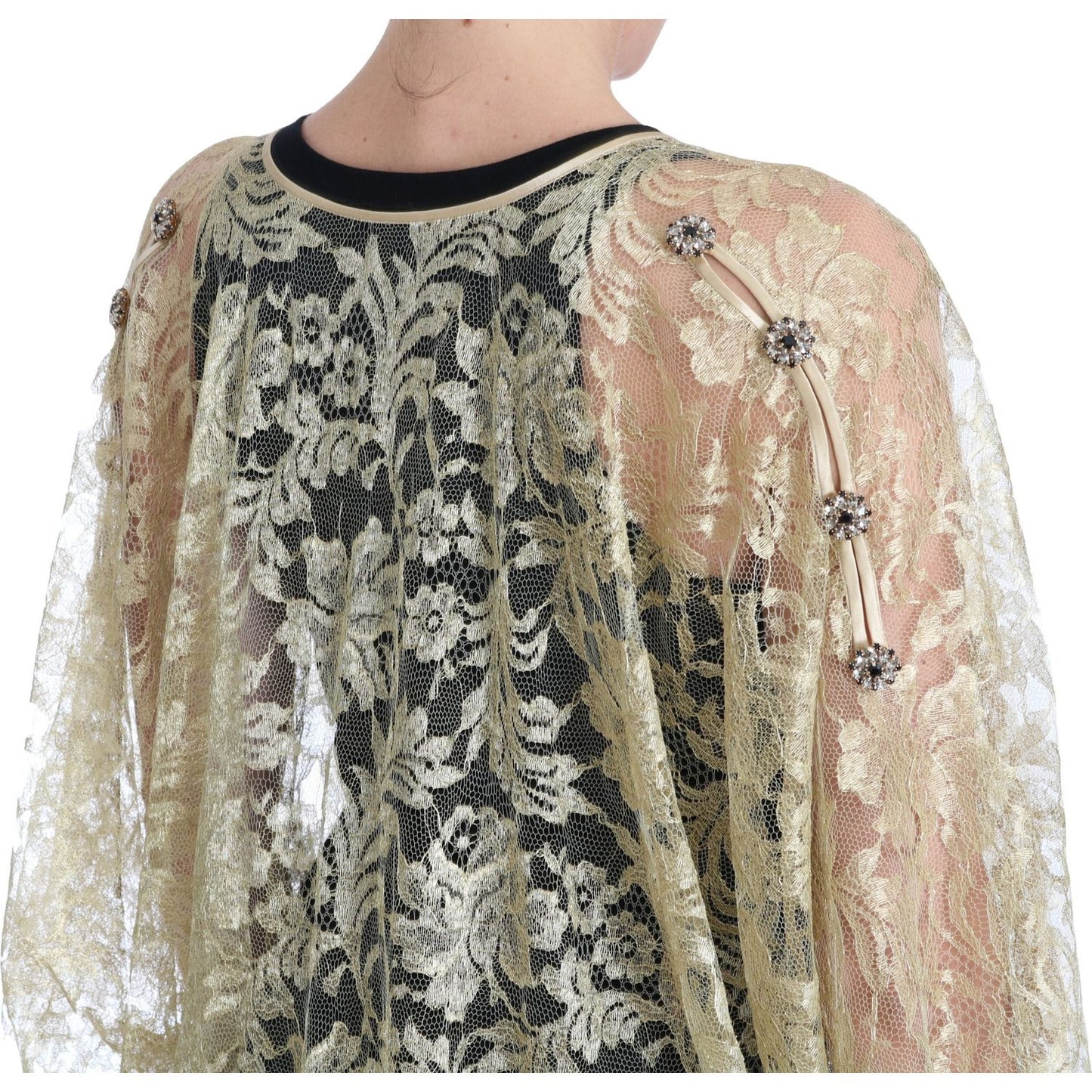 Dolce & Gabbana Golden Floral Lace Kaftan Sundress Dolce & Gabbana Rosy Brown