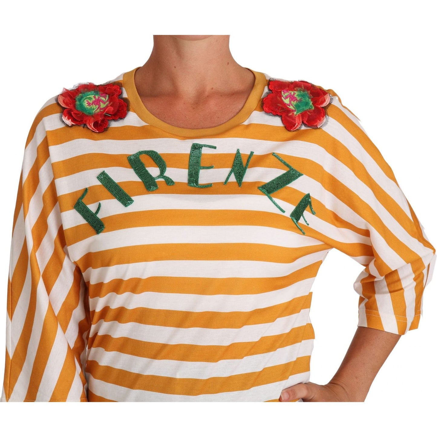 Dolce & Gabbana FIRENZE Sequined Blouse in Orange and White Dolce & Gabbana Chocolate