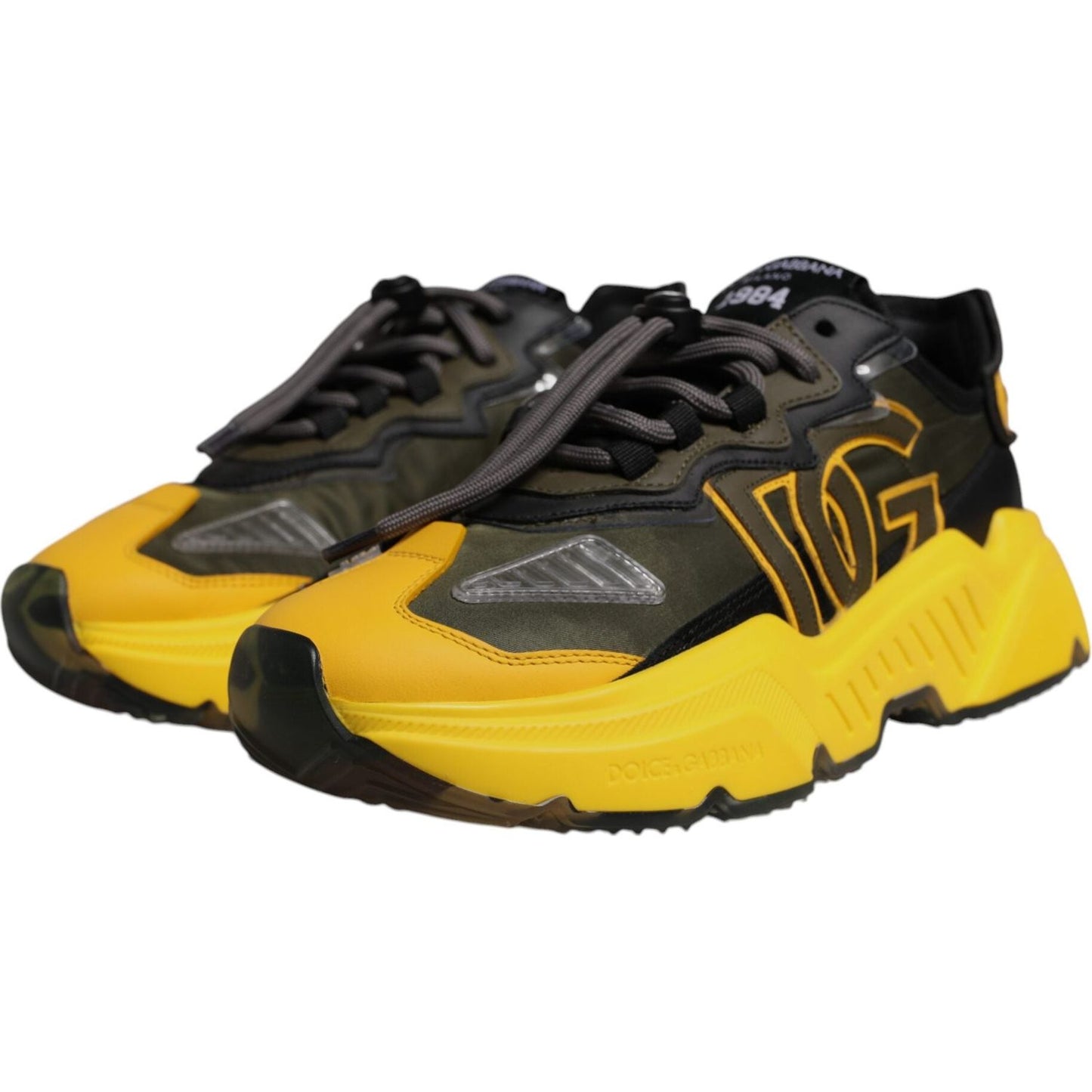 Dolce & Gabbana Yellow Black Daymaster Low Top Sneaker Shoes