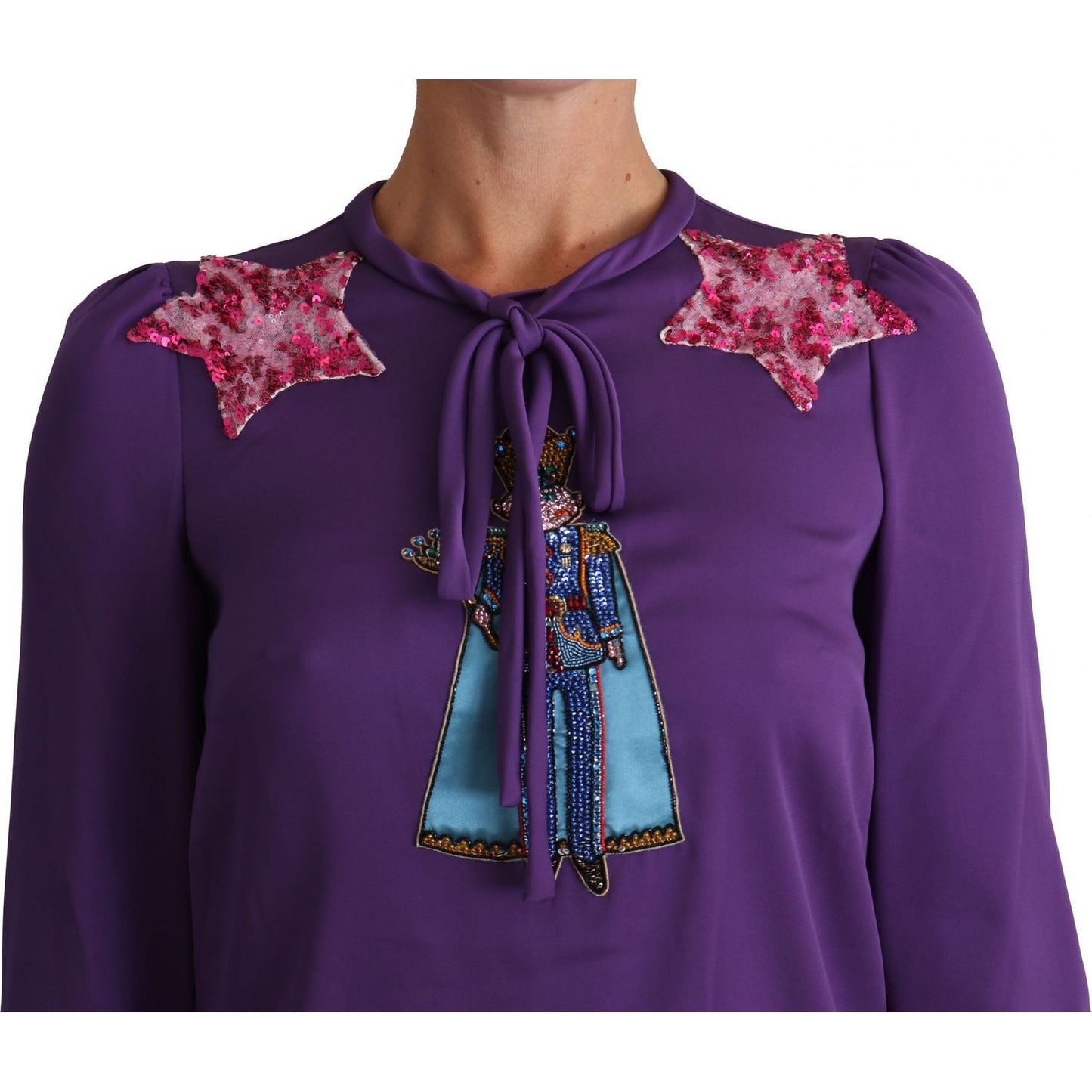 Dolce & Gabbana Enchanted Purple Silk Crystal Blouse Dolce & Gabbana Dark Slate Gray