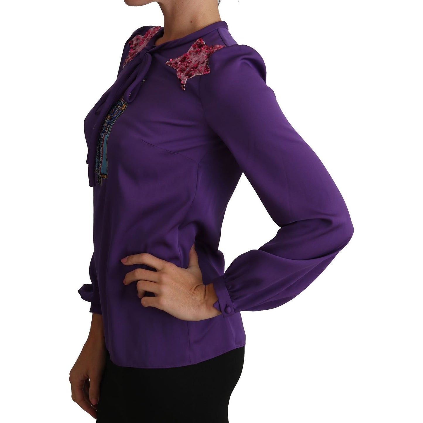 Dolce & Gabbana Enchanted Purple Silk Crystal Blouse Dolce & Gabbana Dark Slate Gray