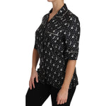 Dolce & Gabbana Black GuitarTrumpet Print Silk Shirt Top TSH3181-42