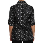 Dolce & Gabbana Black GuitarTrumpet Print Silk Shirt Top TSH3181-42