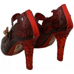 Dolce & Gabbana Red Floral Crystal Heels CINDERELLA Shoes LA7284-38.5