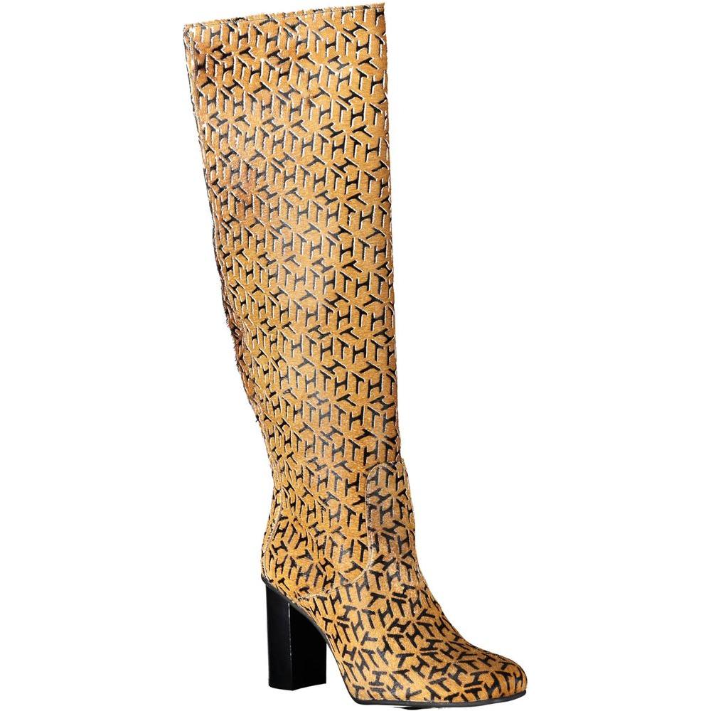 Tommy Hilfiger Beige Leather Women Boot Tommy Hilfiger Dark Khaki