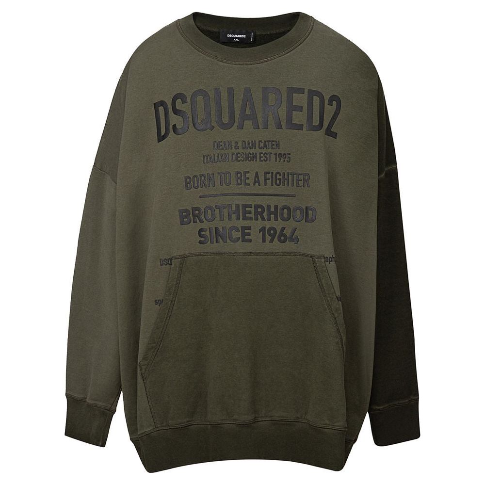 Dsquared² Green Cotton Sweater Dsquared² Dark Slate Gray