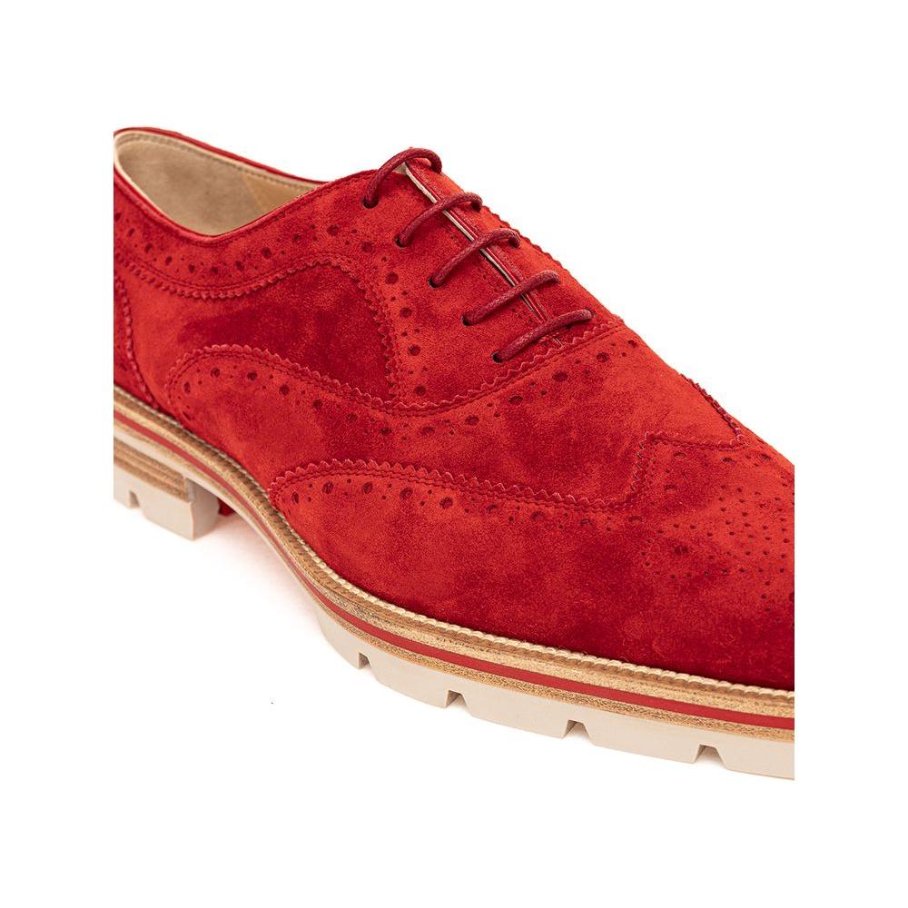 Christian Louboutin Red Suede Leather Flat Shoe Christian Louboutin Firebrick