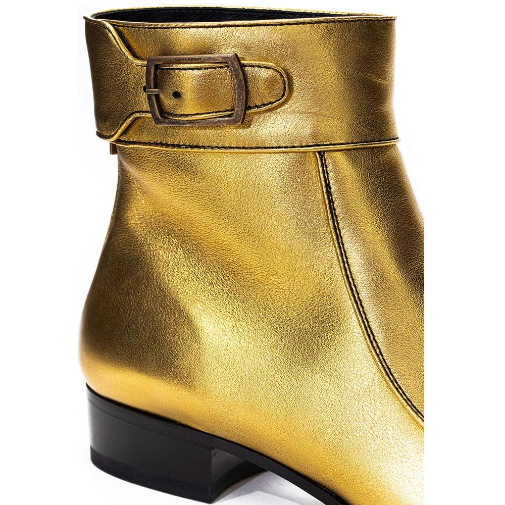 Saint Laurent Gold Leather Boot Saint Laurent Dark Khaki