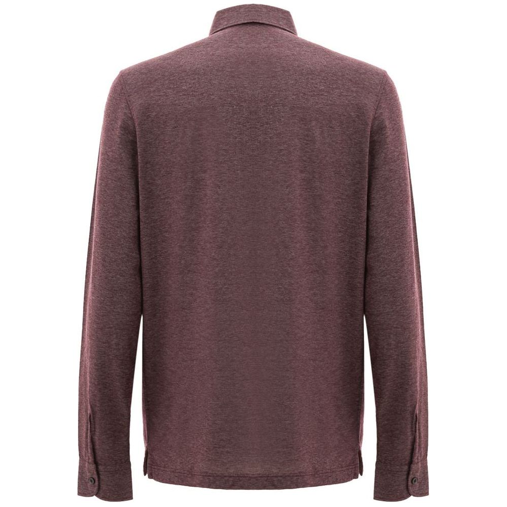 Corneliani Purple Cotton Polo Shirt Corneliani Dark Olive Green