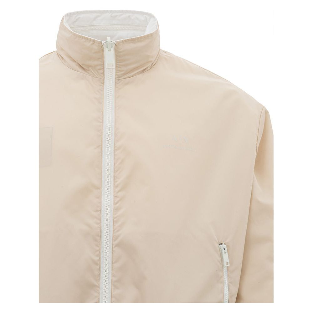 Armani Exchange Beige Polyamide Jacket for the Modern Man Armani Exchange Light Gray