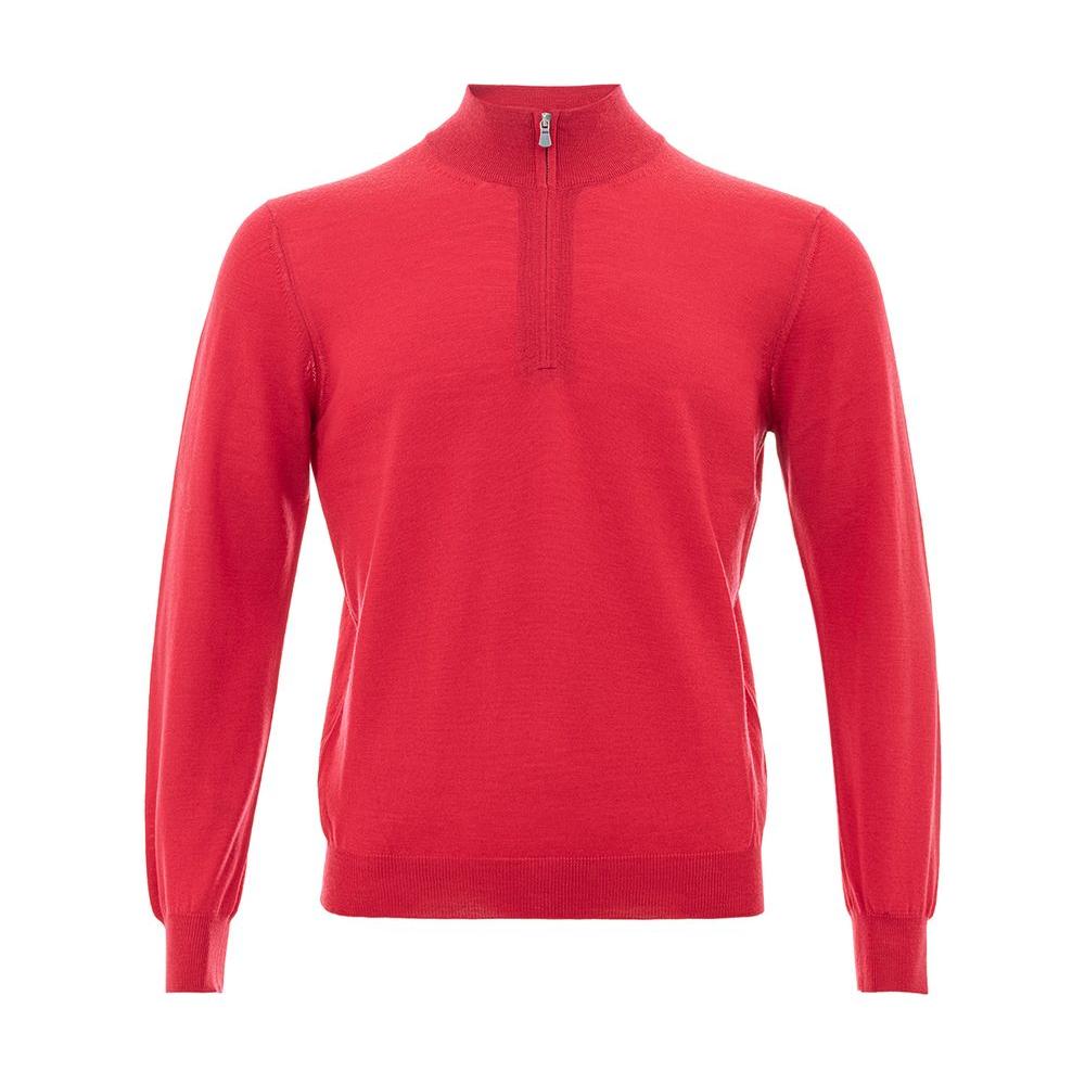 Gran Sasso Elegant Crimson Wool T-Shirt for Men Gran Sasso Firebrick