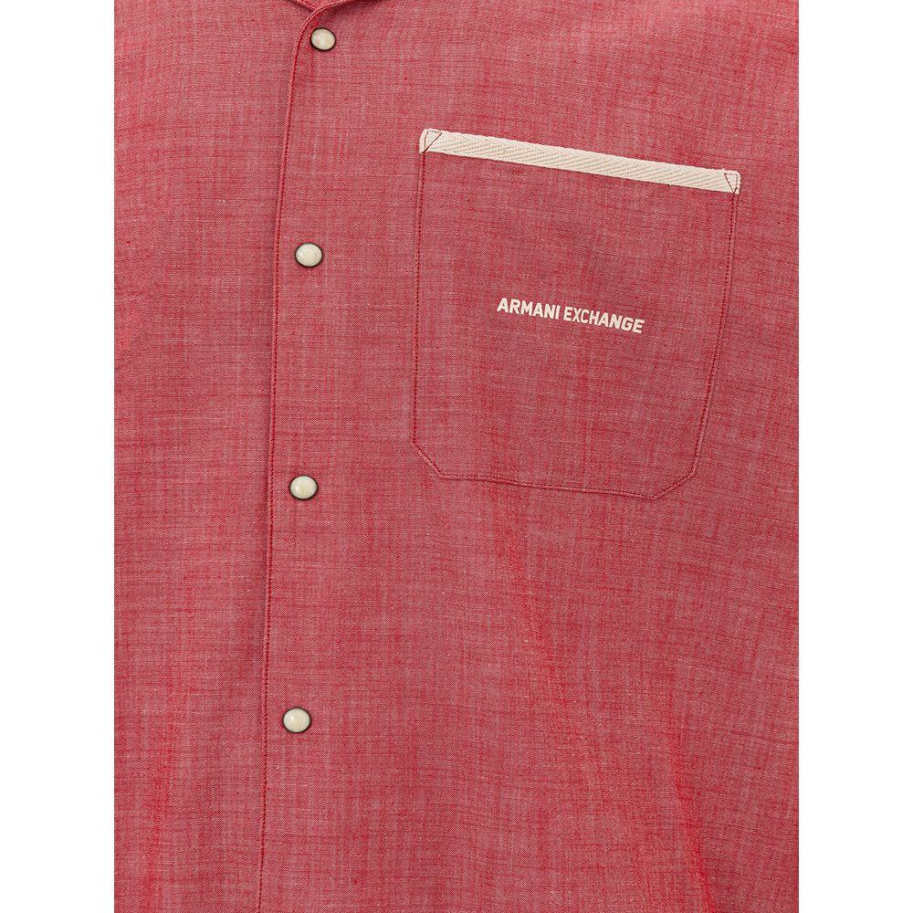Armani Exchange Crimson Cotton Classic Men's Shirt Armani Exchange Maroon