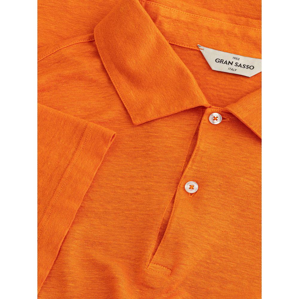 Gran Sasso Elegant Orange Linen Polo Shirt Gran Sasso Chocolate