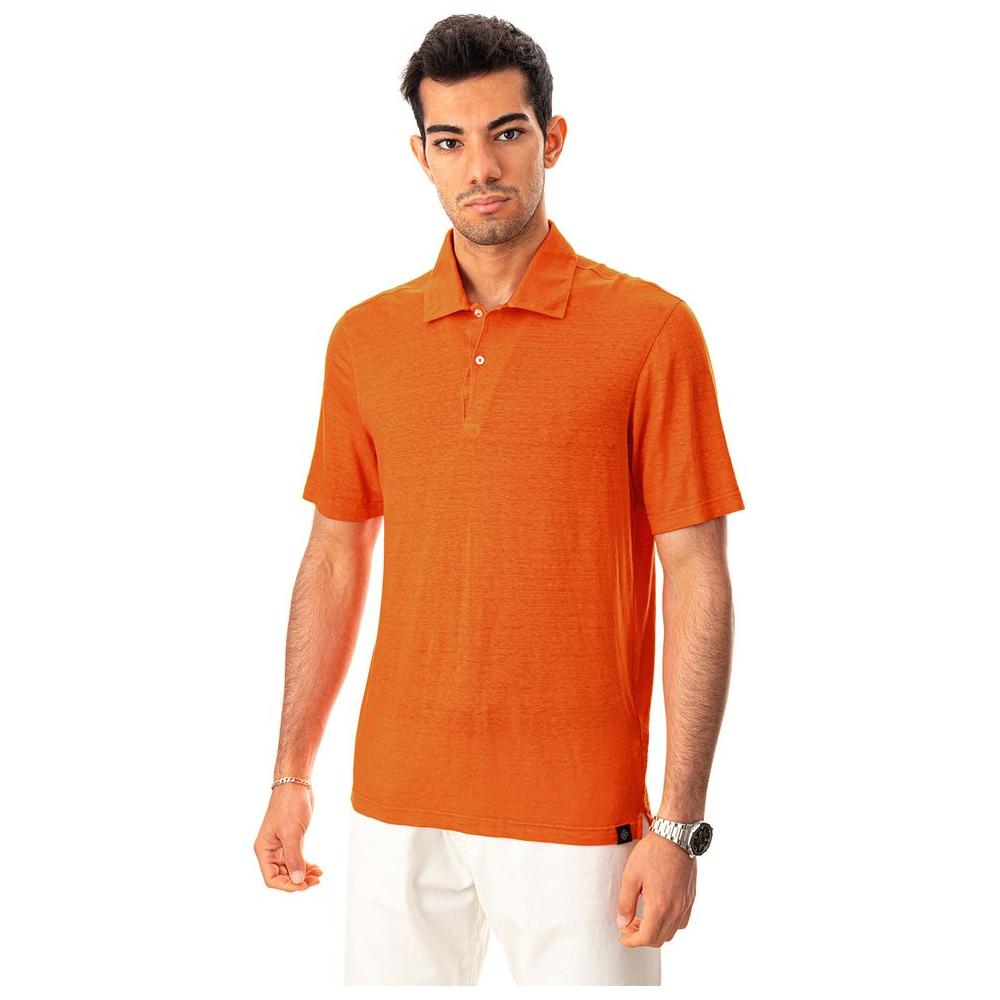 Gran Sasso Elegant Orange Linen Polo Shirt Gran Sasso Chocolate