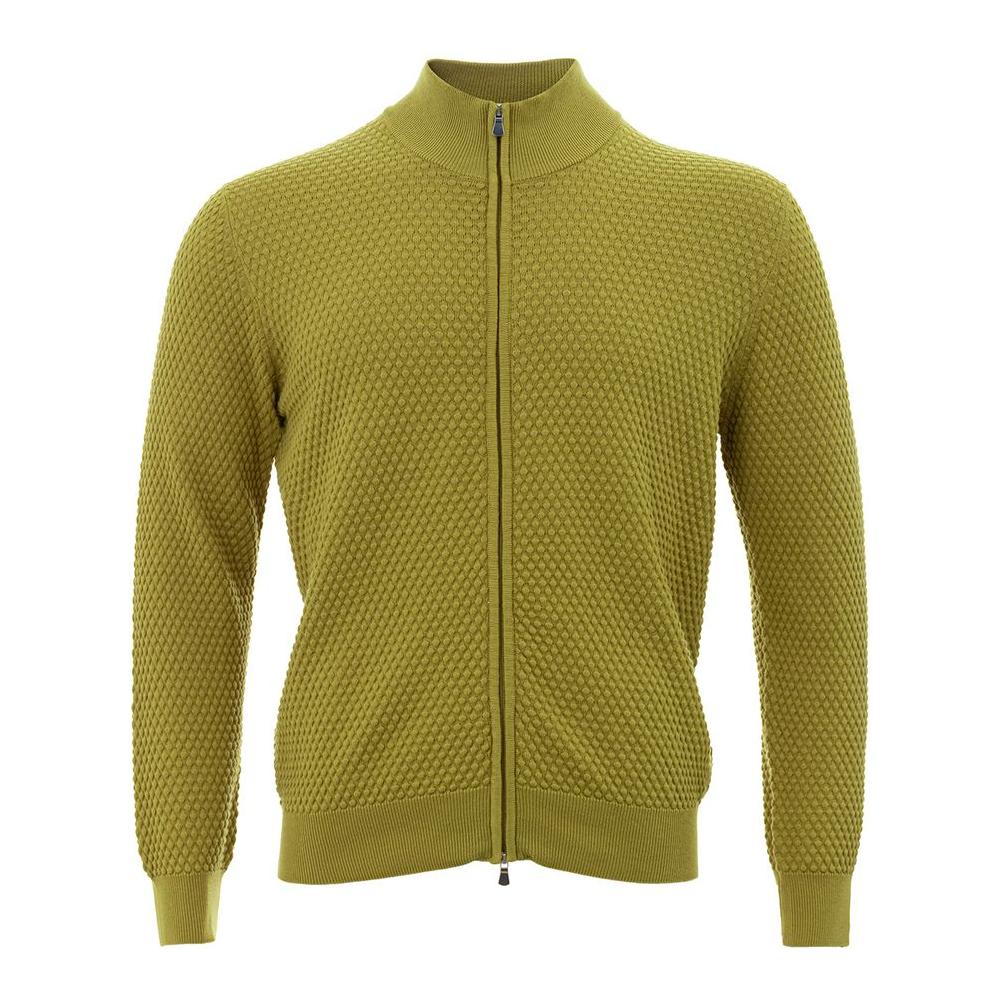 Gran Sasso Elegant Yellow Cotton Cardigan for Men Gran Sasso Olive Drab