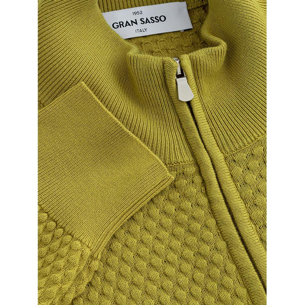 Gran Sasso Elegant Yellow Cotton Cardigan for Men Gran Sasso Olive Drab