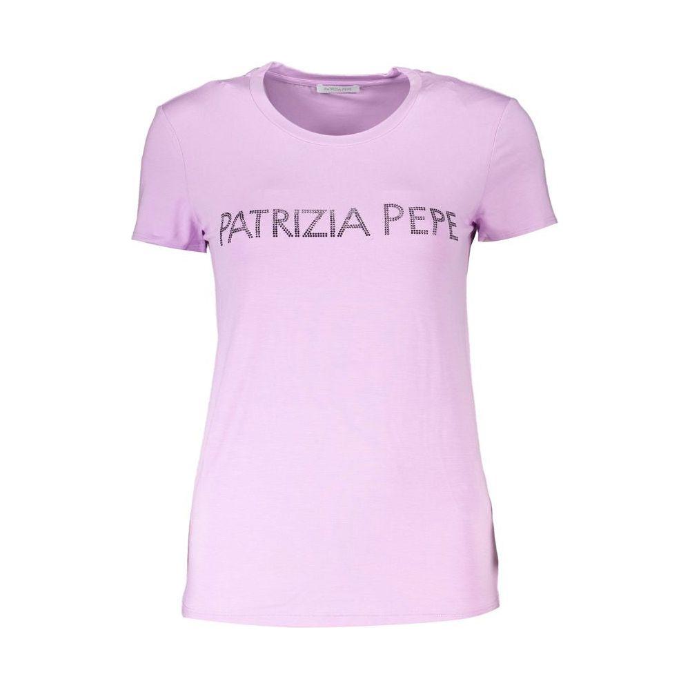 Patrizia Pepe Purple Rhinestone Crew Neck Tee Patrizia Pepe Thistle