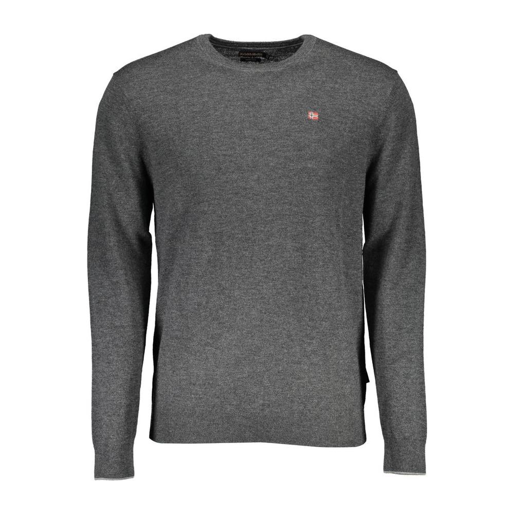 Napapijri Gray Wool Men Sweater Napapijri Dim Gray