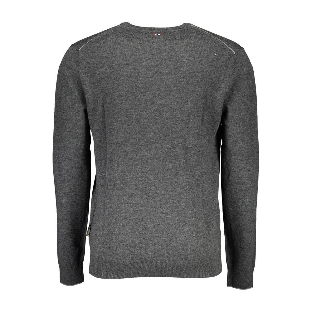 Napapijri Gray Wool Men Sweater Napapijri Dark Slate Gray