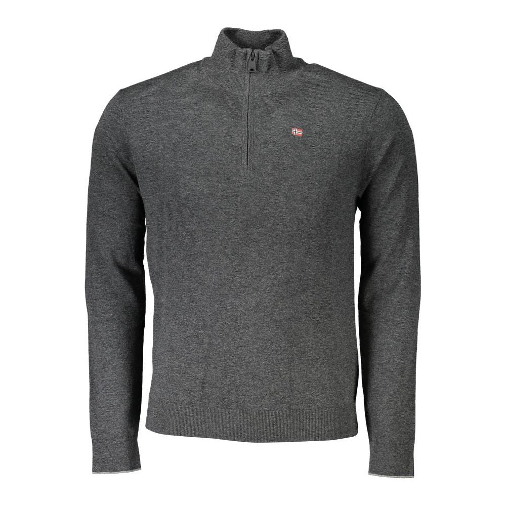 Napapijri Gray Fabric Men Sweater Napapijri Dark Slate Gray
