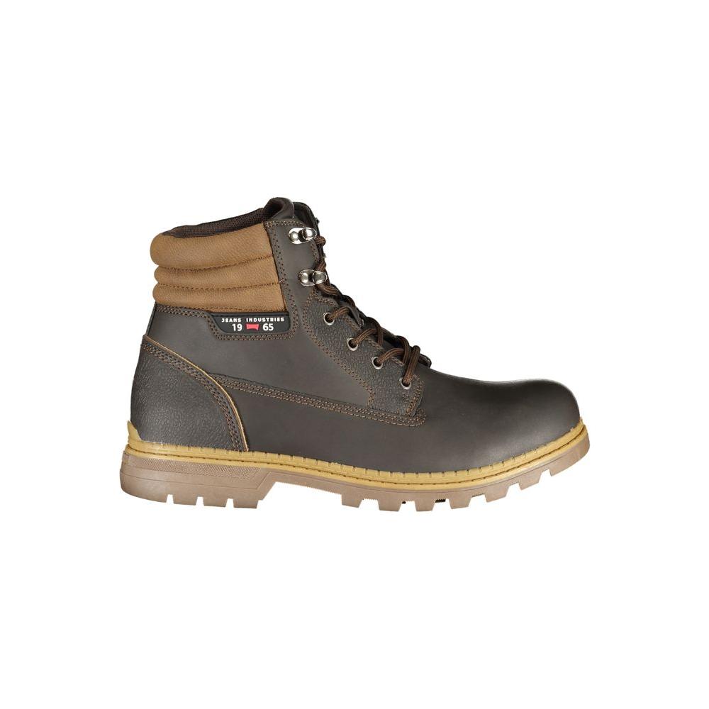 Carrera Elegant Brown Lace-Up Boots with Contrast Details Carrera Dim Gray