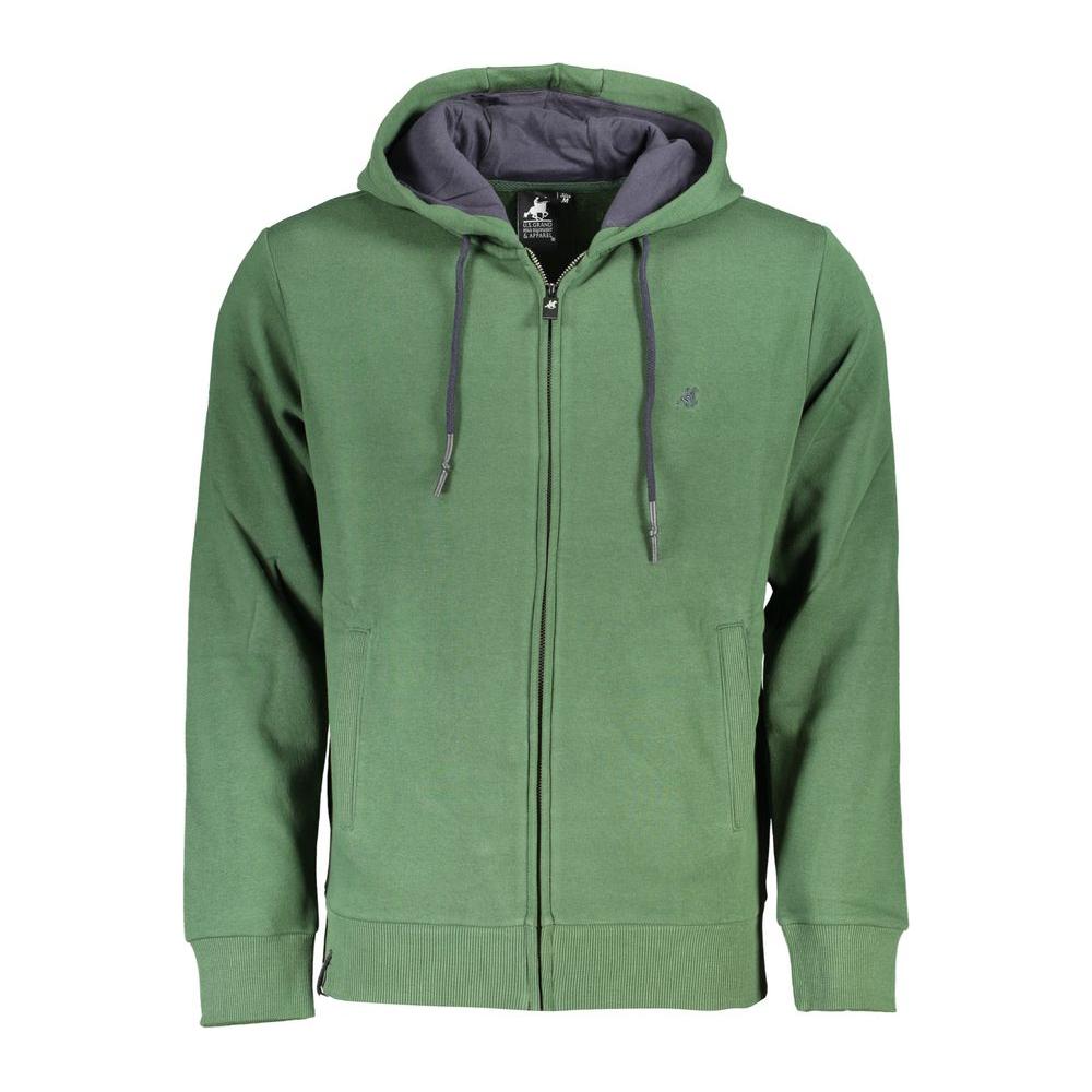 U.S. Grand Polo Chic Green Hooded Sweatshirt with Elegant Embroidery U.S. Grand Polo Dim Gray