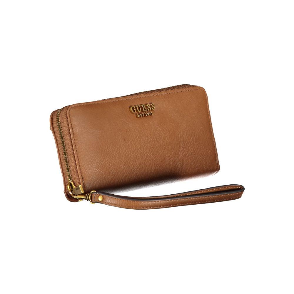 Guess Jeans Elegant Brown Zip Wallet with Multiple Compartments Guess Jeans Sienna