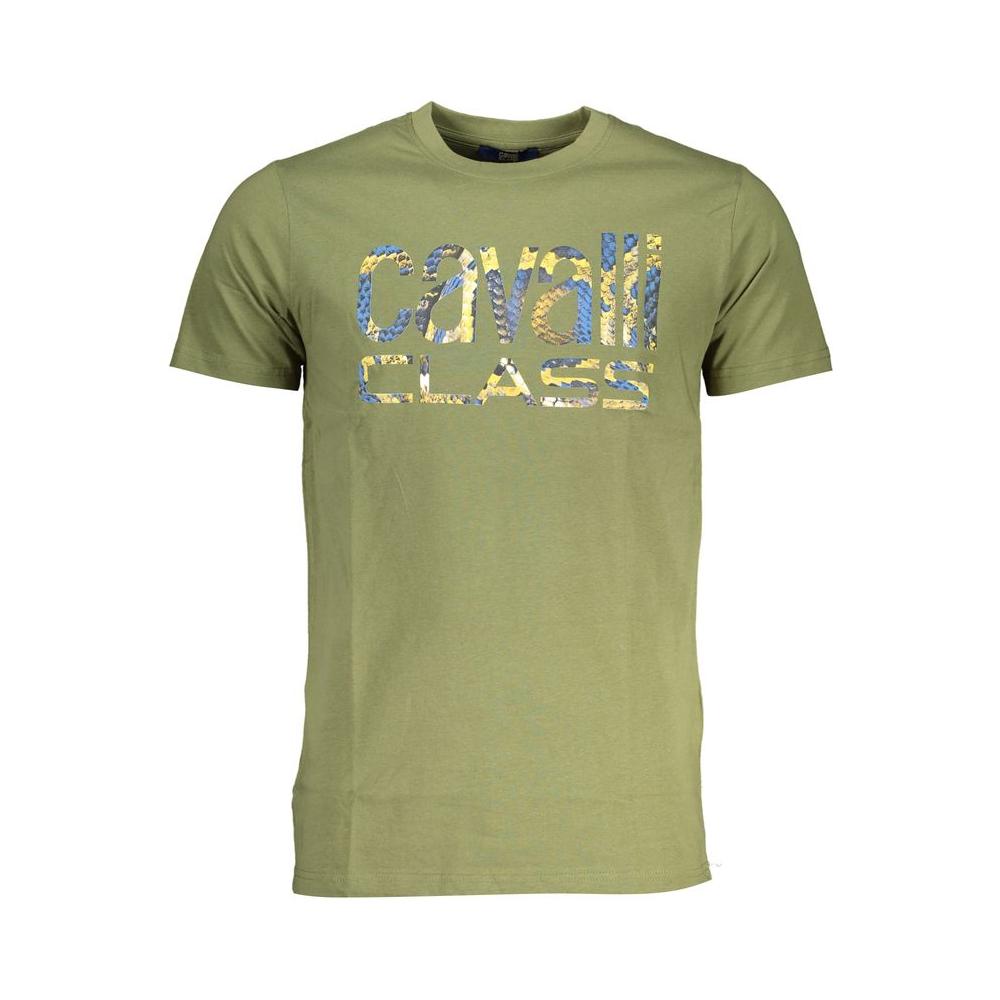 Cavalli Class Green Cotton T-Shirt Cavalli Class Dark Khaki