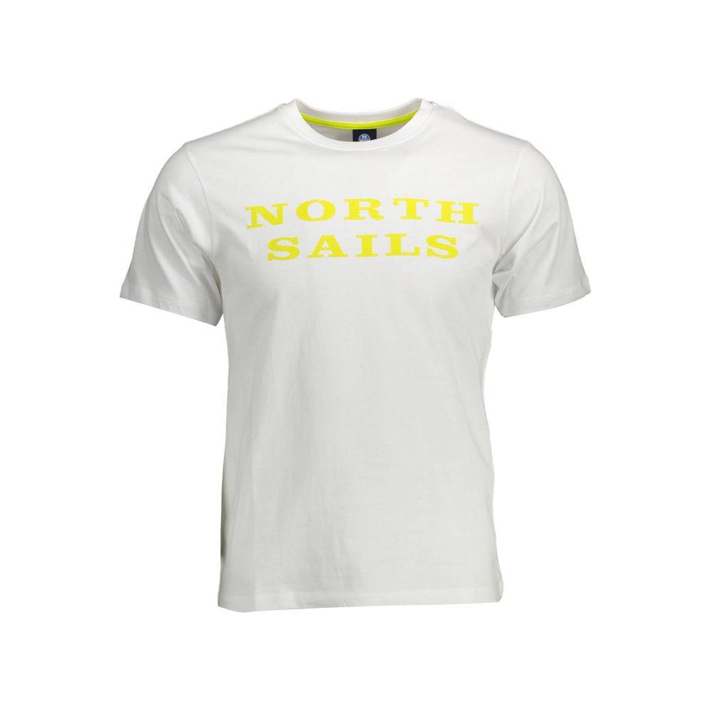 North Sails White Cotton Men T-Shirt North Sails Light Gray