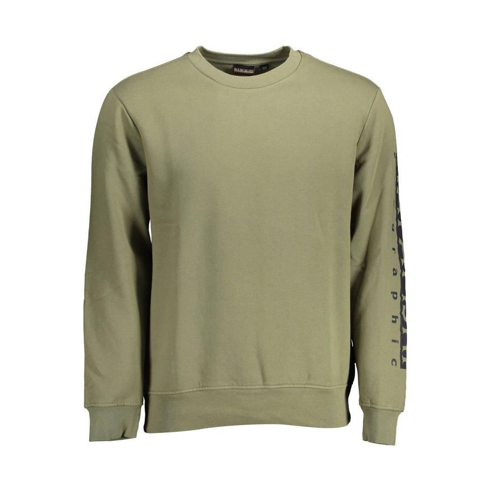 Napapijri Green Cotton Men Sweater Napapijri Slate Gray