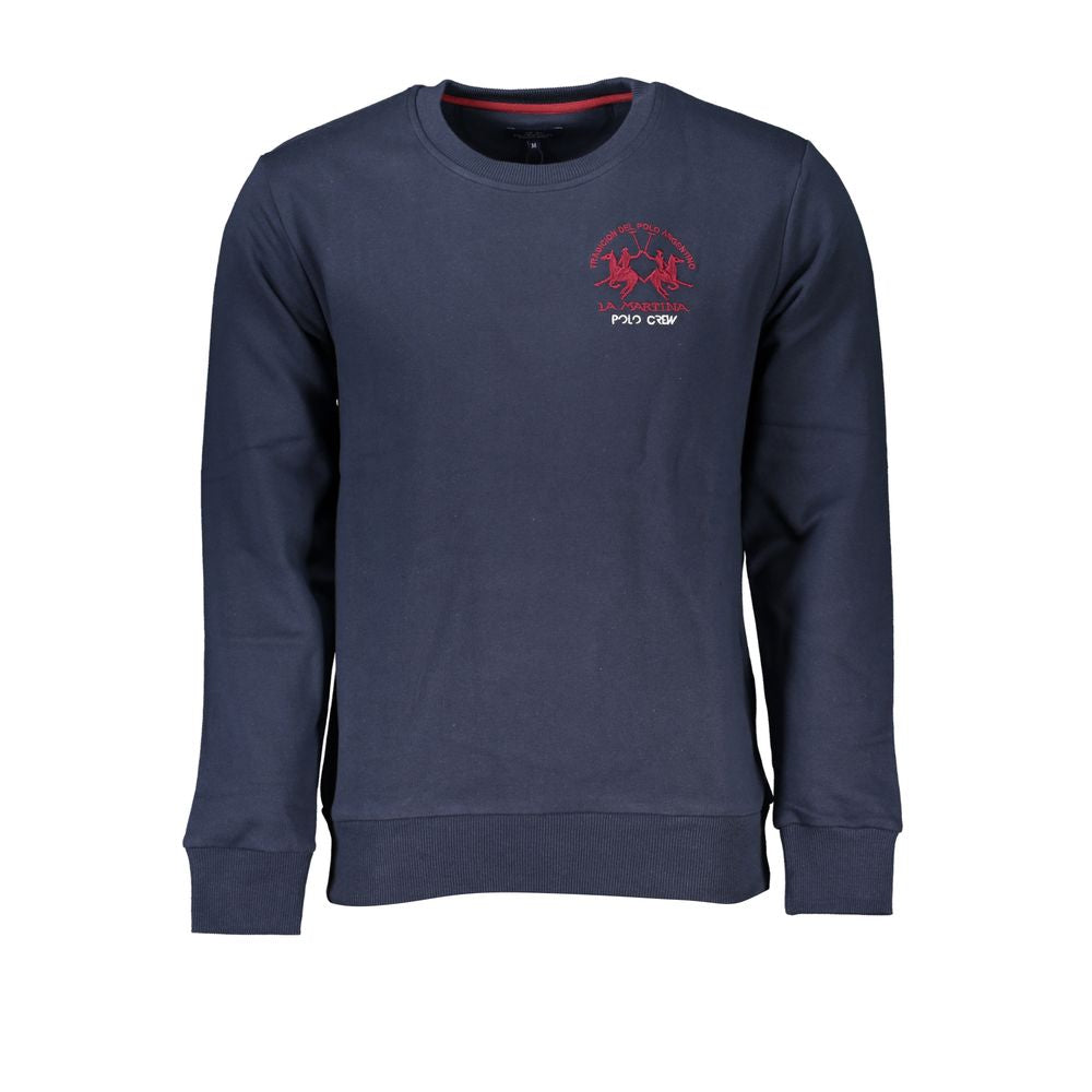 La Martina Chic Blue Crew Neck Embroidered Sweatshirt La Martina Dark Slate Gray