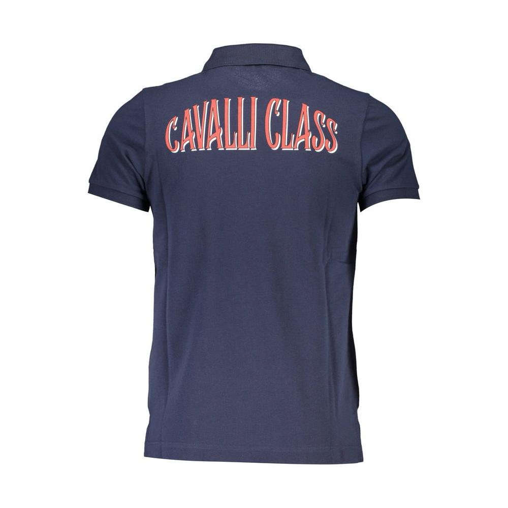 Cavalli Class Blue Cotton Men Polo Shirt Cavalli Class Dark Slate Gray